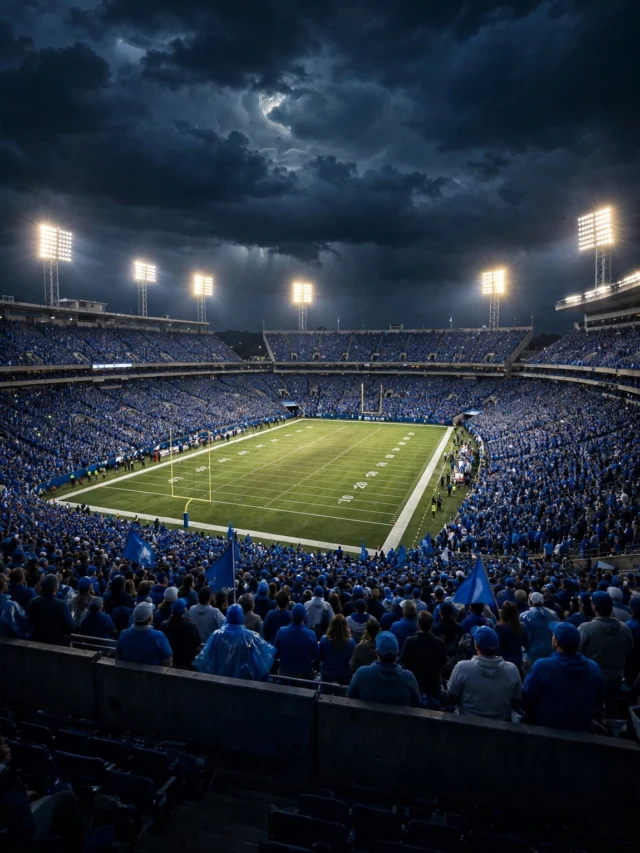 Football stadium at night in Charlotte