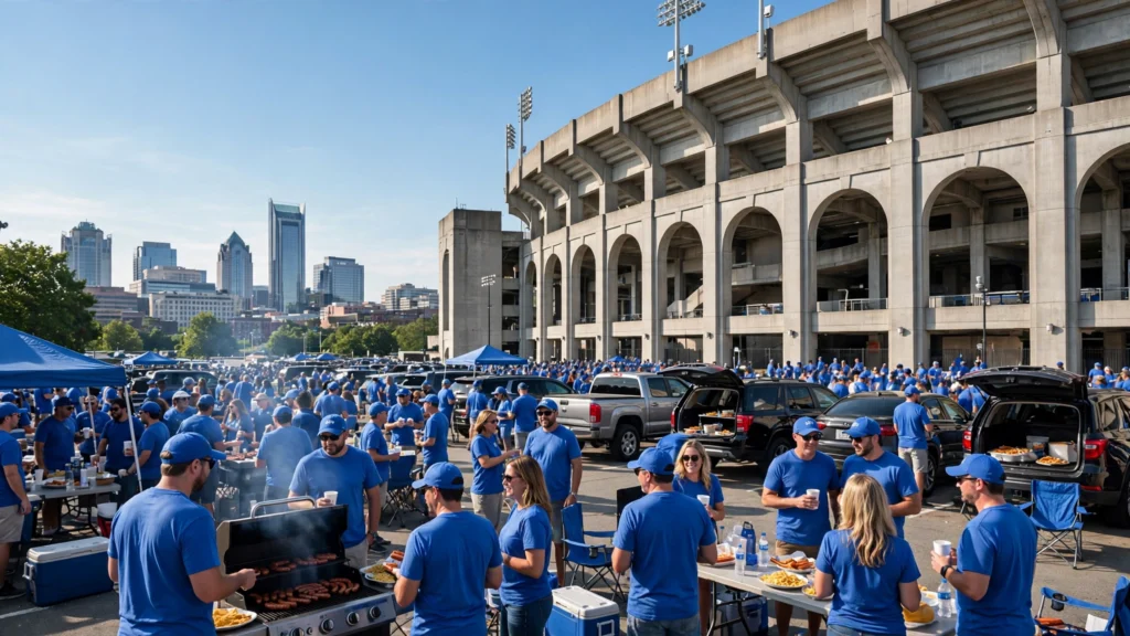 Fans outside Bank of America Stadium in Charlotte on a Panthers game day